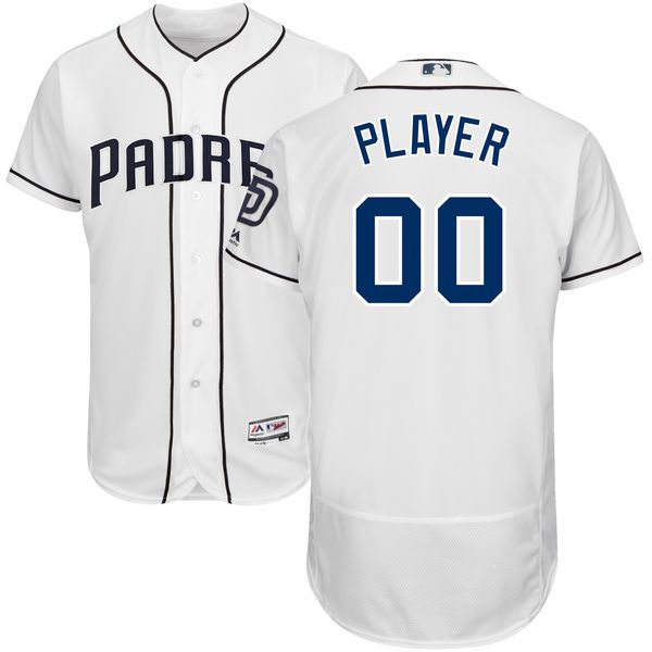 Men San Diego Padres Majestic White Home Flex Base Authentic Collection Custom MLB Jersey->customized mlb jersey->Custom Jersey